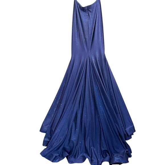 Ellie Wilde Royal Blue Sparkly 2 Piece Crop Top Mermaid Skirt Prom Dress Women 0 - Picture 3 of 12